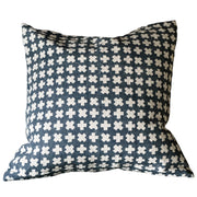 Bastideaux Bogo pillow in Midnight with natural flax cross motifs