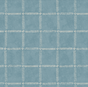Blue fabric with check and tribal diamond pattern on linen
