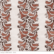 Bastideaux Amaya textile in Rust with acharcoal botanical vine motifs on a natural ground.