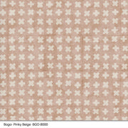 Bastideaux Bogo textile in Pink tone with ivory cross motifs